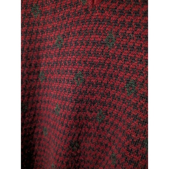 Vintage Harbour Club Wool Blend Sweater Vest Large Red Green Houndstooth Italy - Picture 3 of 5